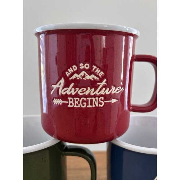 3- Member's Mark Ceramic Coffee Mugs 16 oz Stay Wild Adventure Camping Outdoors - Picture 3 of 5